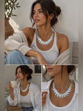 ZARA TEARDROP METAL PLATE NECKLACE